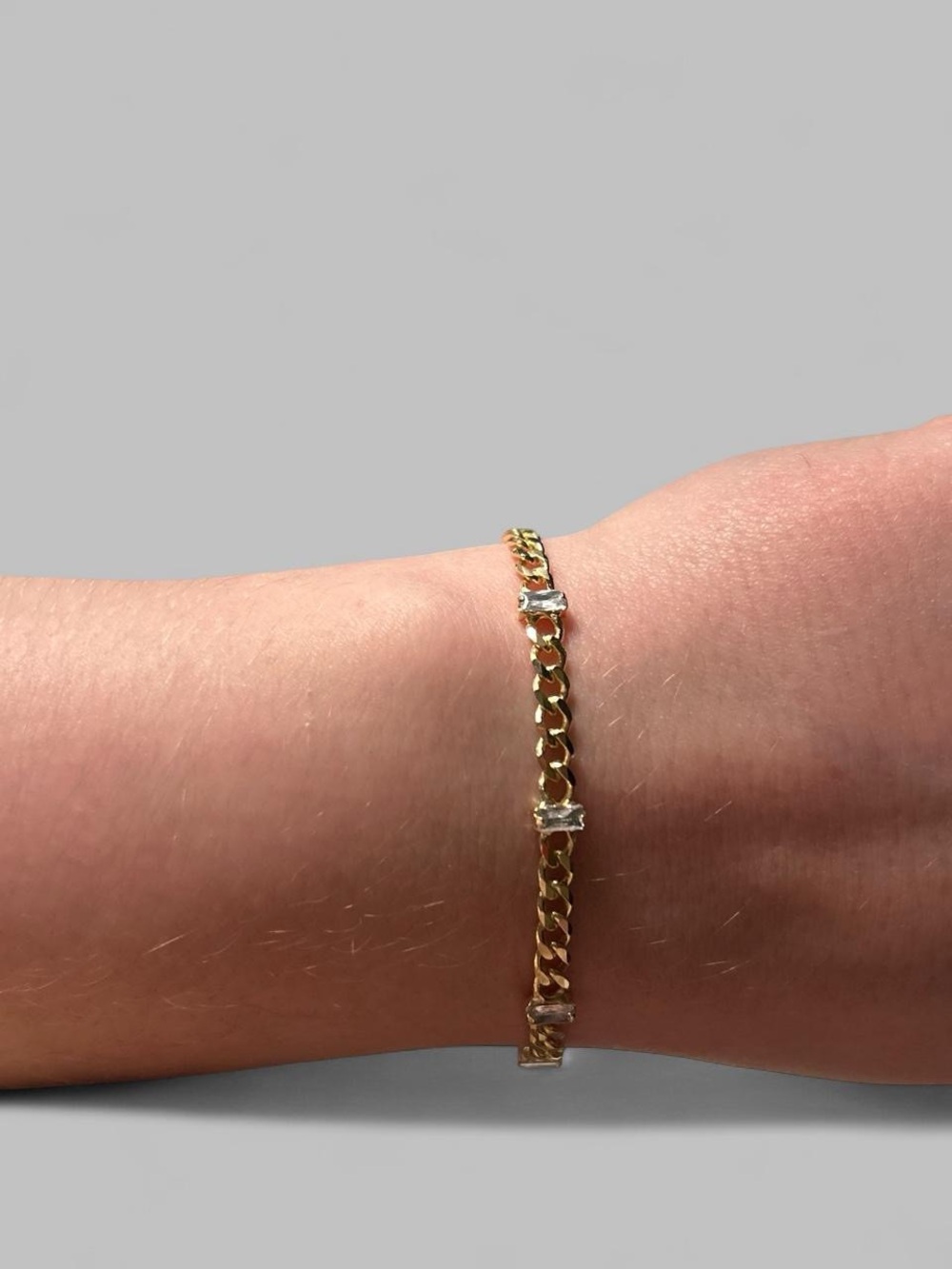 18K Gold-Plated Baguette Cuban Link Bracelet Tarnish Resistant